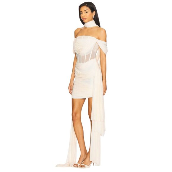 Deme by Gabriella Marianna Dress in Off White Small New Womens Scarf Mini - Picture 4 of 15